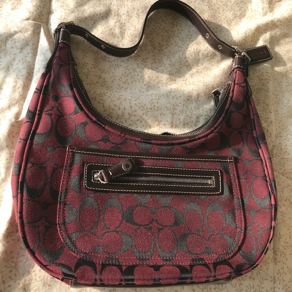 Authentic Coach Maroon & Black iconic “C” purse